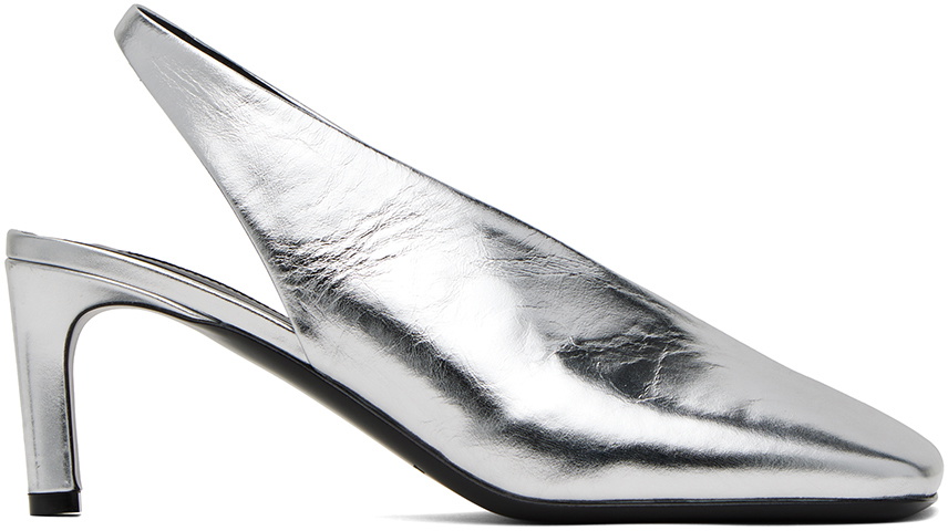 Jil Sander Silver Slingback Court Heels Jil Sander Jil Sander Silver Slingback Court Heels Jil Sander