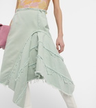 Dries Van Noten - Distressed denim midi skirt