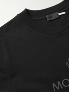 Moncler - Mesh-Trimmed Logo-Print Cotton-Jersey T-Shirt - Black