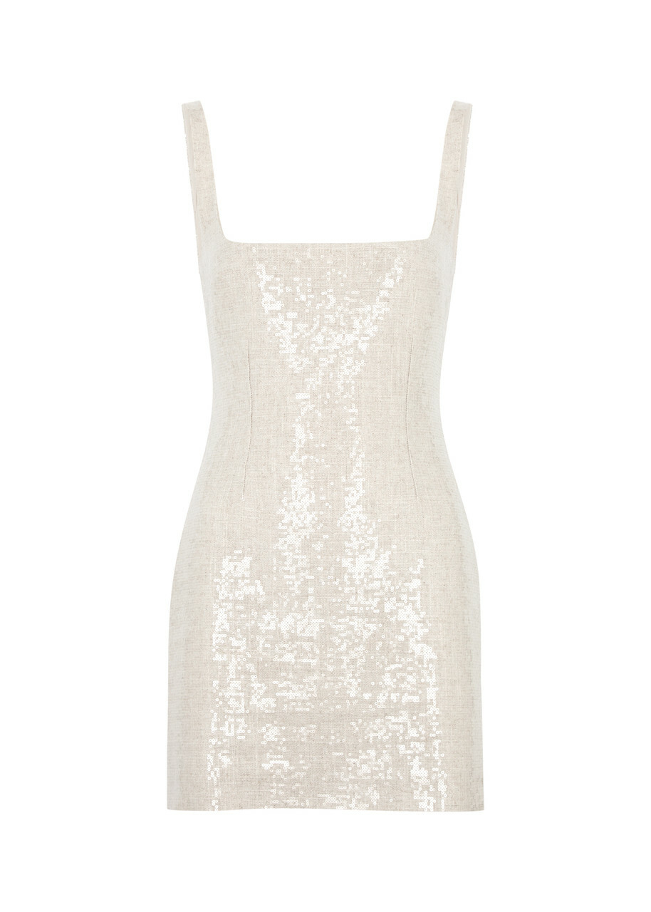 16 Arlington Sior Sequin-embellished Woven Mini Dress Cream