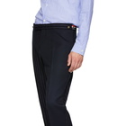 Thom Browne Navy Fun Mix Chalk Stripe Low-Rise Skinny Side Tab Trousers