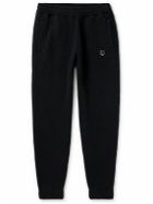 Maison Kitsuné - Tapered Logo-Appliquéd Cotton-Jersey Sweatpants - Black