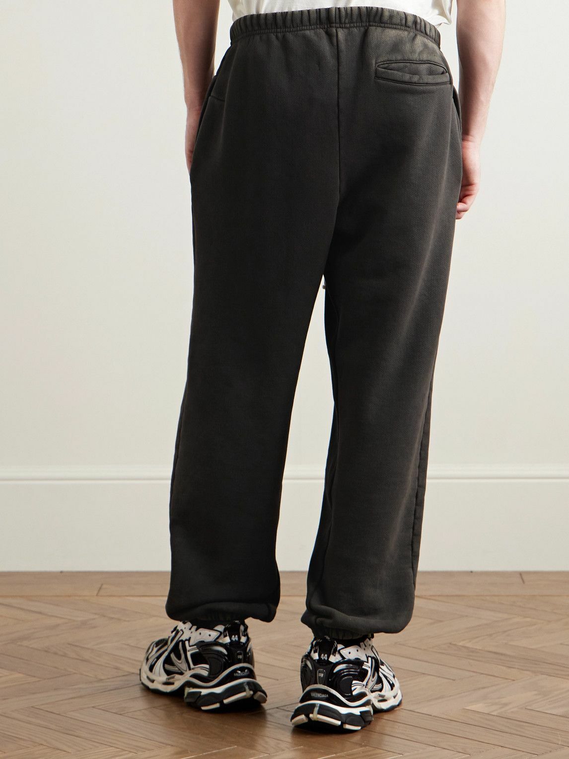 RRR123 - CVA Tapered Logo-Print Embroidered Cotton-Jersey Sweatpants - Black