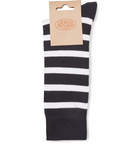 Armor Lux - Striped Stretch Cotton-Blend Socks - Midnight blue