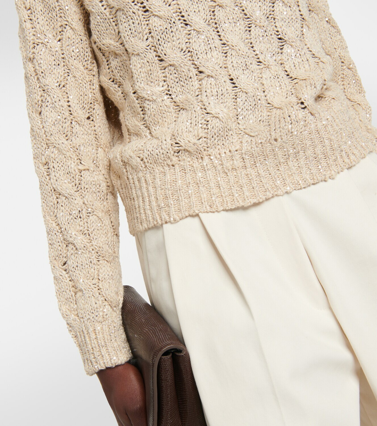 Brunello Cucinelli Cable-knit embellished sweater