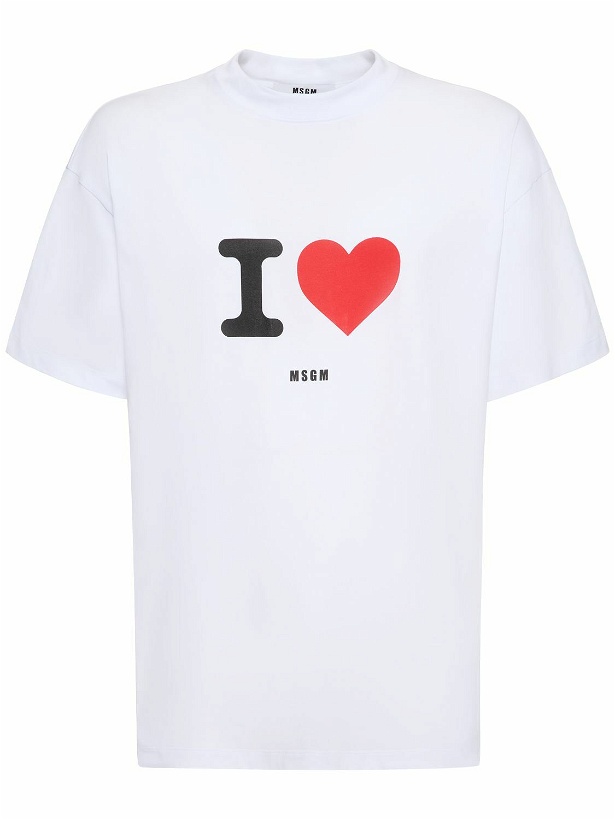 Photo: MSGM - I Love Print Cotton Jersey T-shirt