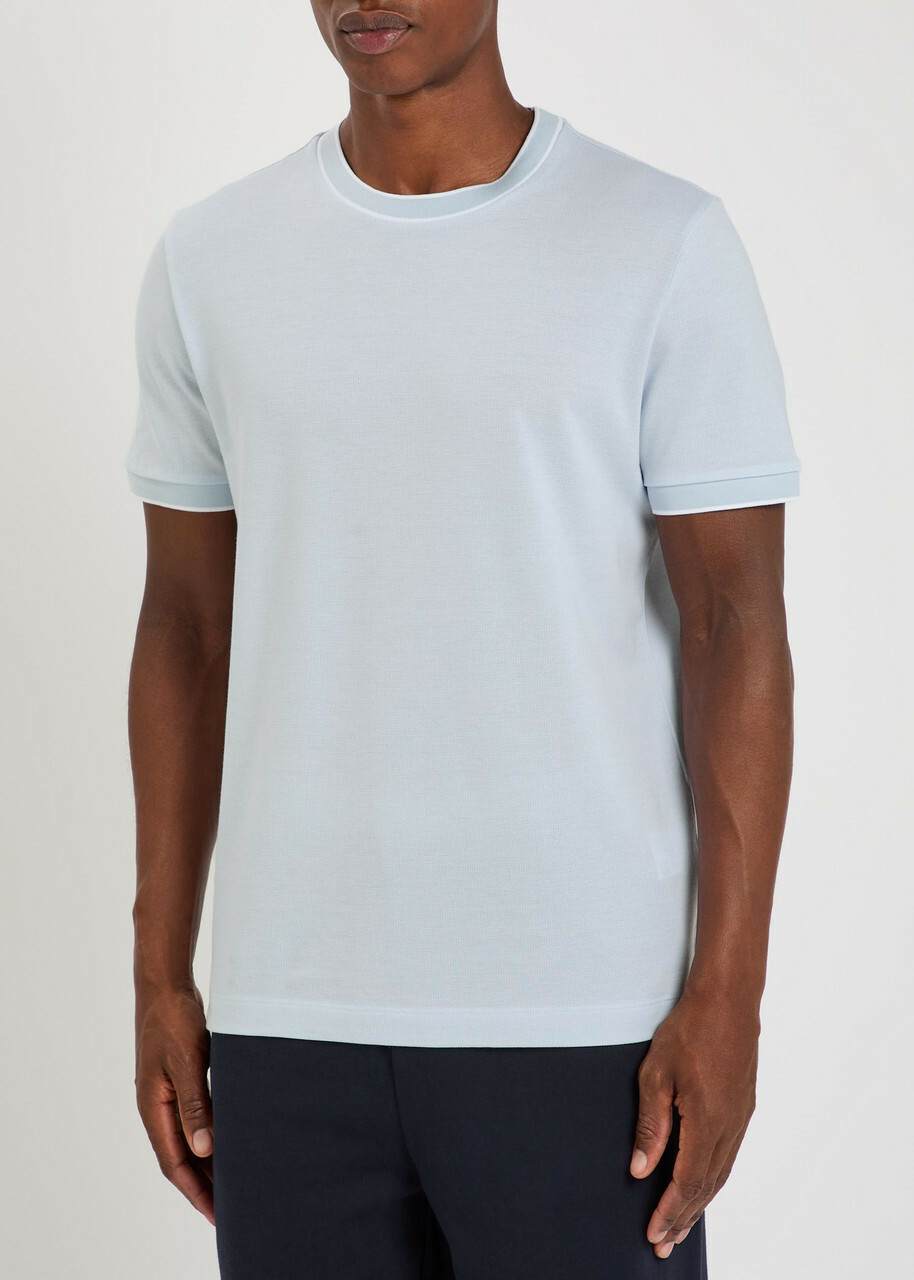 Boss Thompson Waffle Cotton T-shirt Blue