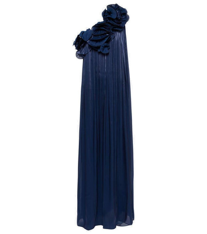 Photo: Costarellos Ruffled one-shoulder gown