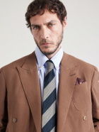 Dunhill - 9.5cm Striped Linen and Mulberry Silk-Blend Jacquard Tie