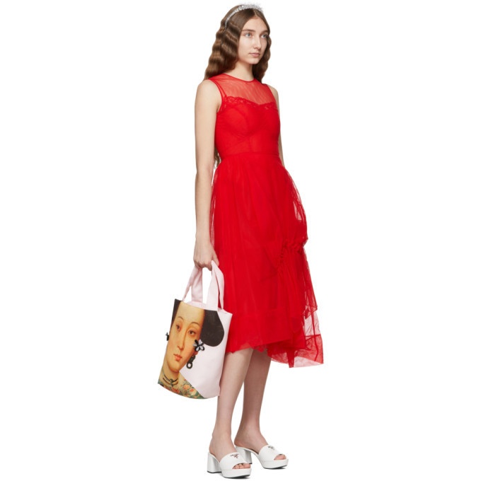 Simone Rocha Red Asymmetric Gathered Dress Simone Rocha