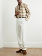 TOM FORD - Checked Cotton-Blend Western Shirt - Neutrals