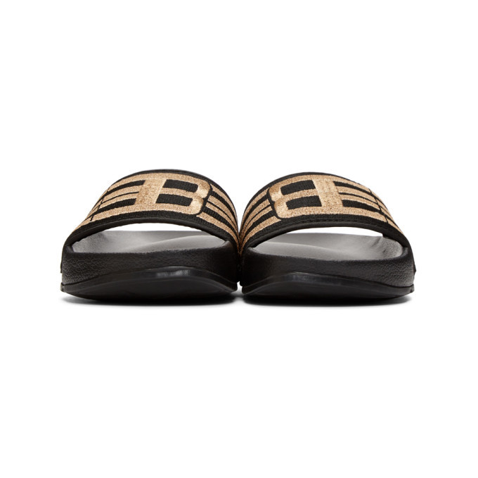 Baja East Black and Gold Fila Edition Drifter Slides Baja East