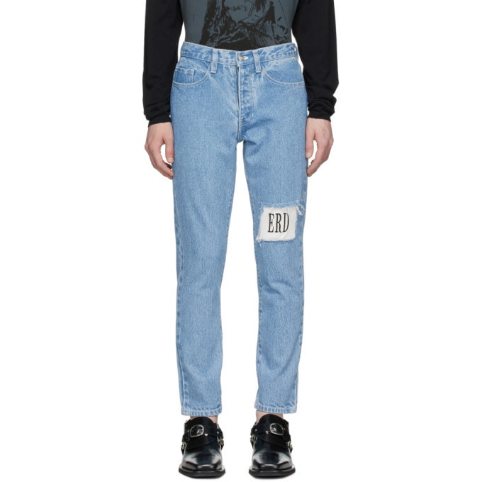 Photo: Enfants Riches Deprimes Blue Logo Patch Jeans