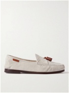 TOM FORD - Berwick Shearling-Lined Tasselled Suede Loafers - White