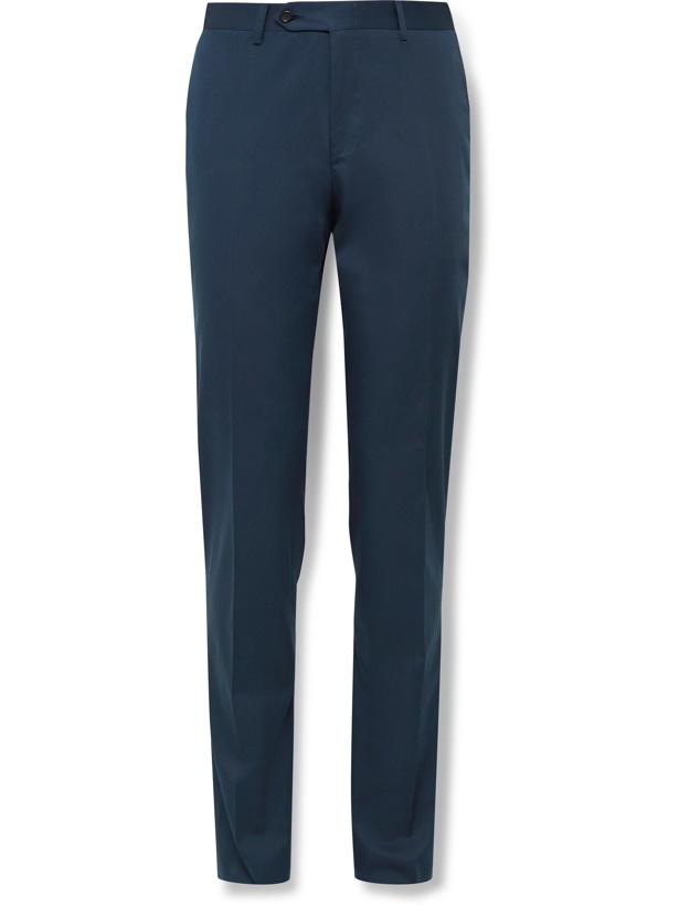Photo: CANALI - Kei Slim-Fit Tapered Cotton-Blend Twill Suit Trousers - Blue