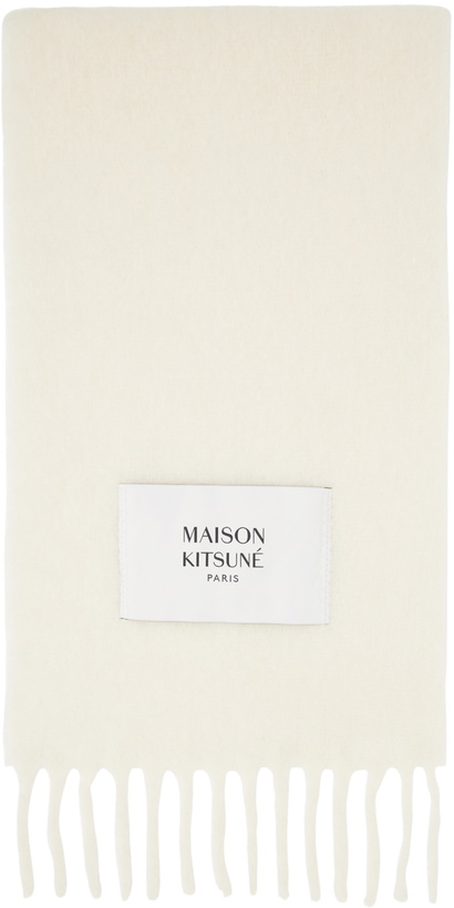 Photo: Maison Kitsuné Off-White Fringed Scarf