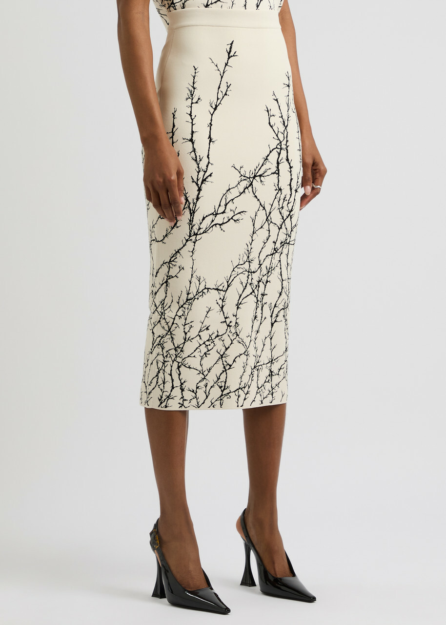 Alexander Mcqueen Thorn Branches Knitted Midi Skirt Multi