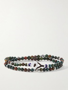 Mikia - Sterling Silver Bloodstone Beaded Wrap Bracelet