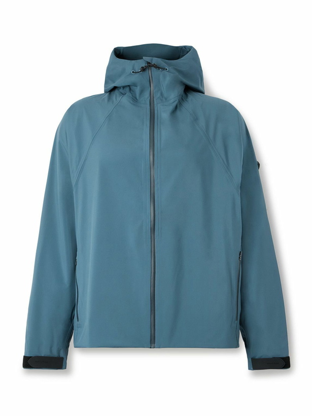 Photo: DISTRICT VISION - Logo-Appliquéd Shell Hooded Jacket - Blue