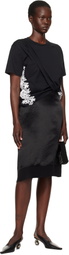3.1 Phillip Lim Black Draped T-Shirt Slip Combo Midi Dress