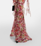 Alessandra Rich Ruffled floral silk georgette gown