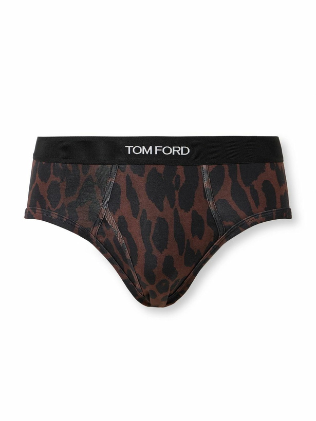 Photo: TOM FORD - Cheetah-Print Stretch-Cotton Briefs - Brown