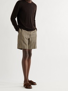 FENDI - Pleated Logo-Print Woven Bermuda Shorts - Neutrals