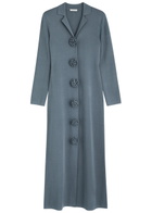 BY Malene Birger Rosie Floral-appliquéd Knitted Maxi Dress Blue