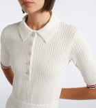 Thom Browne Ribbed-knit pointelle cotton polo dress