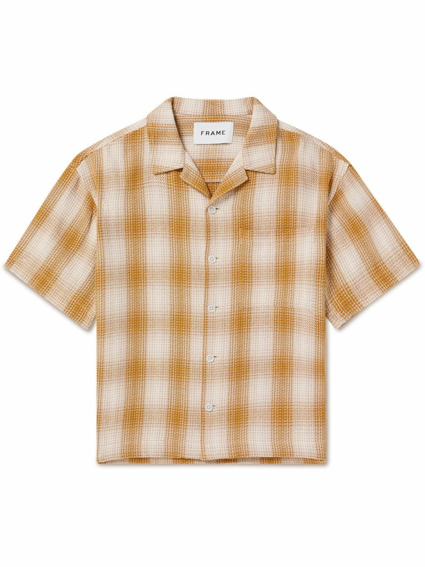 Photo: FRAME - Baja Camp-Collar Checked Cotton Shirt - Yellow