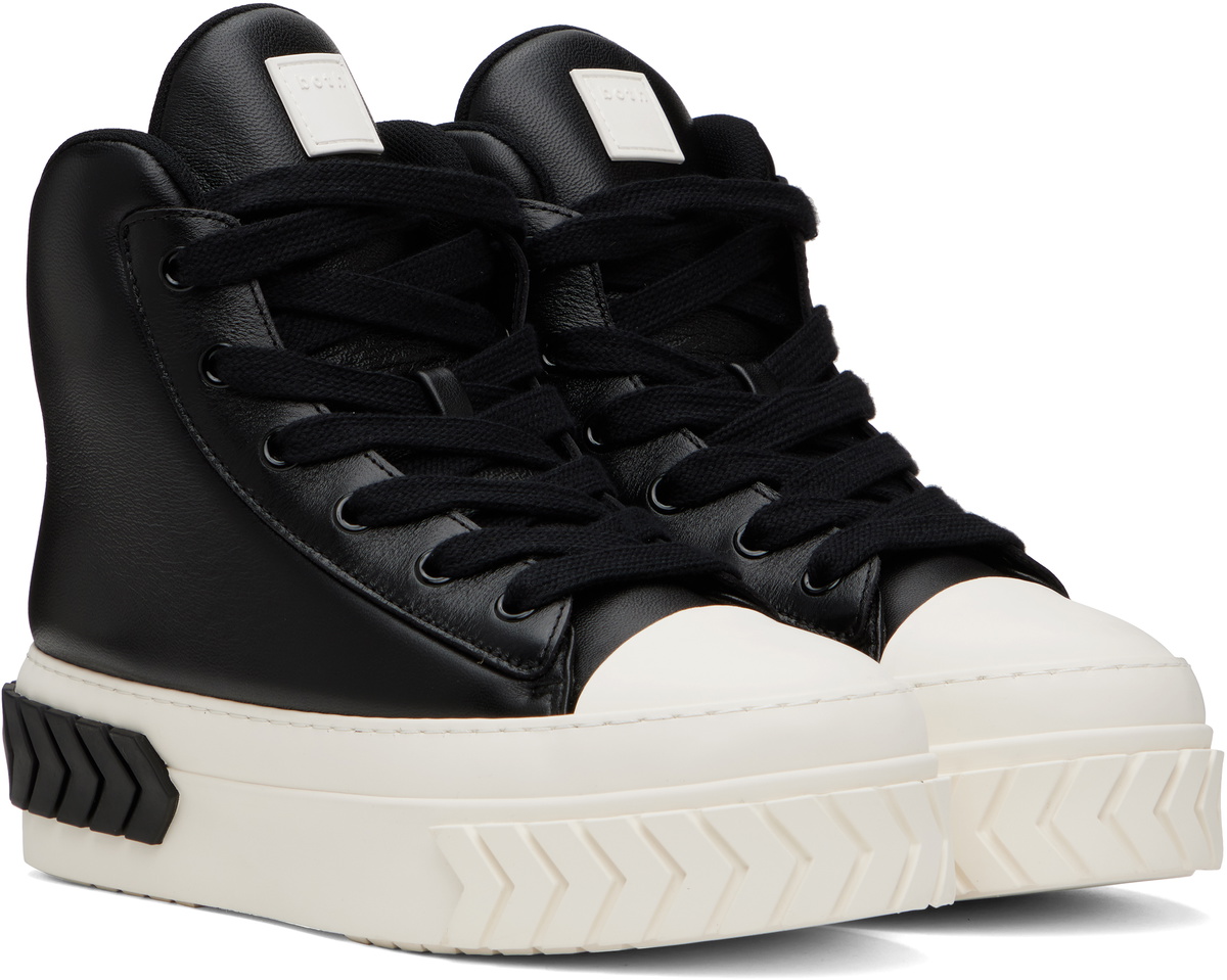 both Black Tyres Platform Hi-Top Padded Sneakers