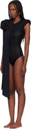 VAQUERA Black Draped Bodysuit