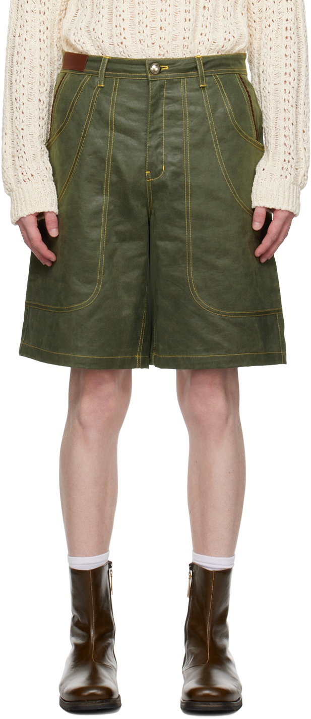 Photo: Andersson Bell Khaki Wave Faux-Leather Shorts