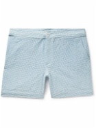 SMR Days - Pines Straight-Leg Embroidered Cotton-Voile Shorts - Blue