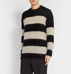 Isabel Benenato - Striped Mohair-Blend Sweater - Black