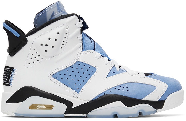 Photo: Nike Jordan Blue & White Air Jordan 6 Retro High Sneakers