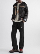 Reese Cooper® - RCI International Webbing-Trimmed Embroidered Padded Matte-Satin Bomber Jacket - Black