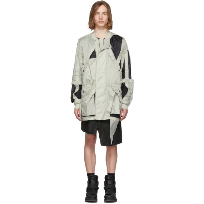 Photo: Rick Owens Off-White and Black Cut-Out Bomber Jacket