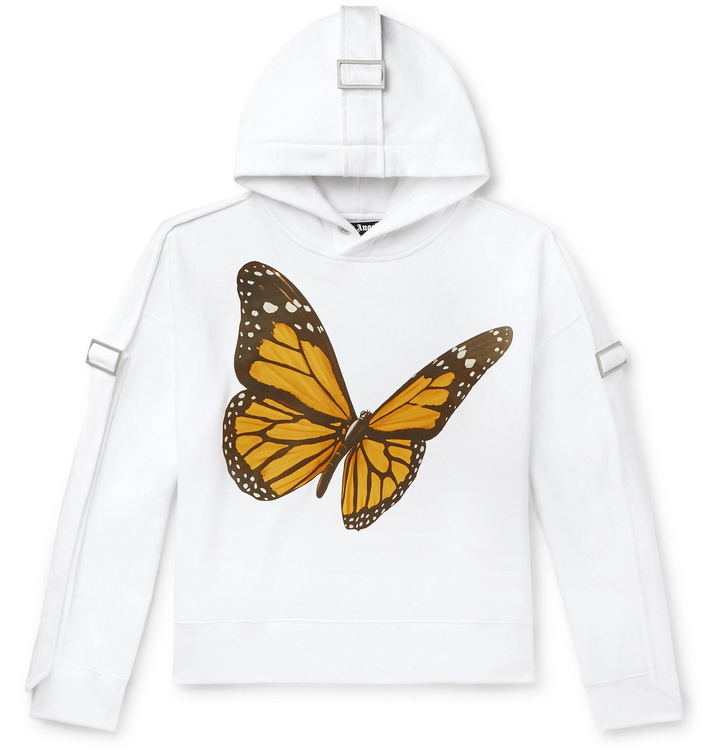 Photo: Palm Angels - Oversized Canvas-Trimmed Printed Cotton-Jersey Hoodie - White