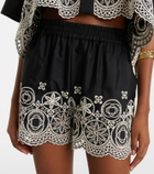 La DoubleJ Pull-Up embroidered cotton shorts