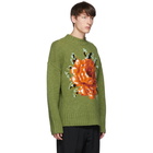 AMI Alexandre Mattiussi Green Flower Pullover Sweater