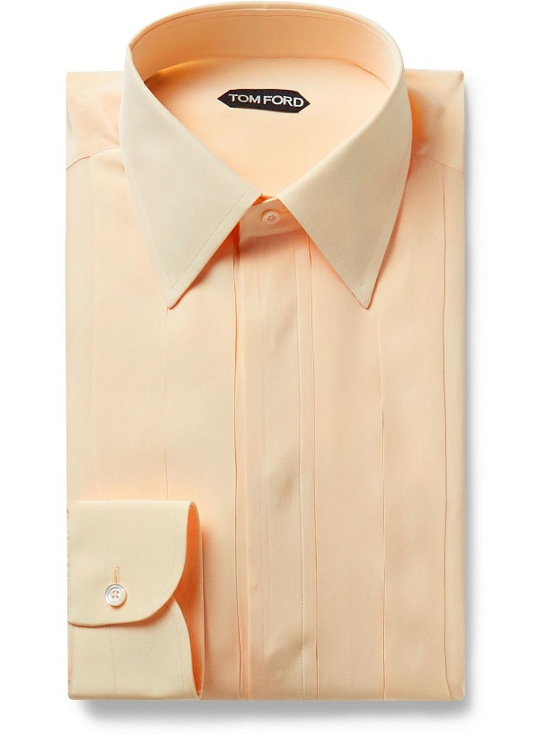 Photo: TOM FORD - Pleated Silk-Blend Shirt - Orange