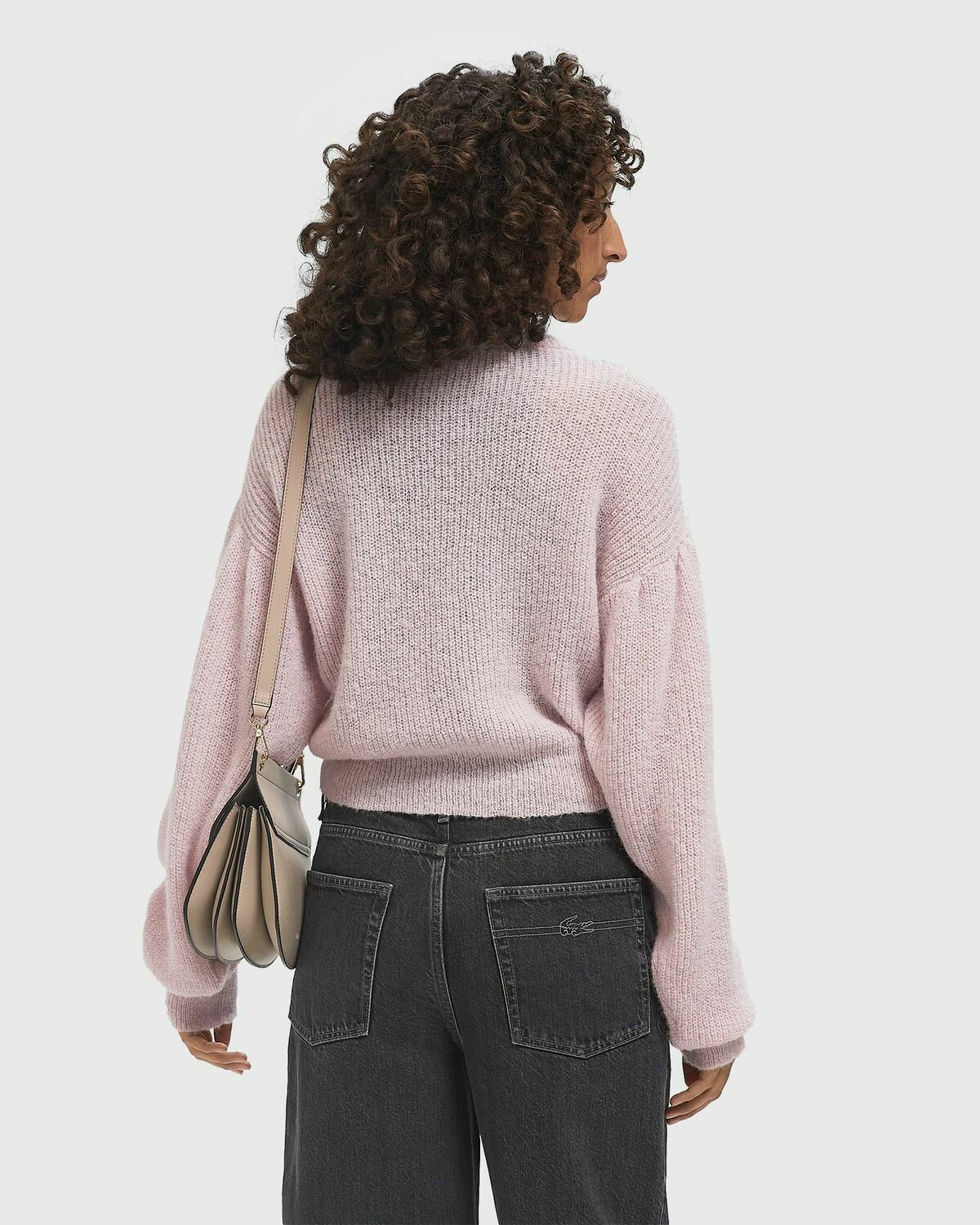 ROTATE Birger Christensen KNIT PUFF CREWNECK pink Womens Pullover