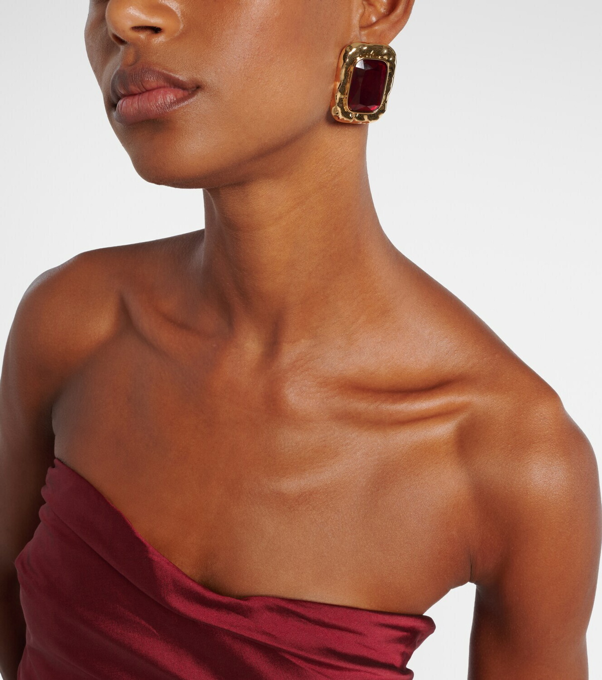 Self-Portrait Embellished gold-plated earrings