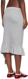Dries Van Noten Gray Shirred Ruffle Midi Skirt