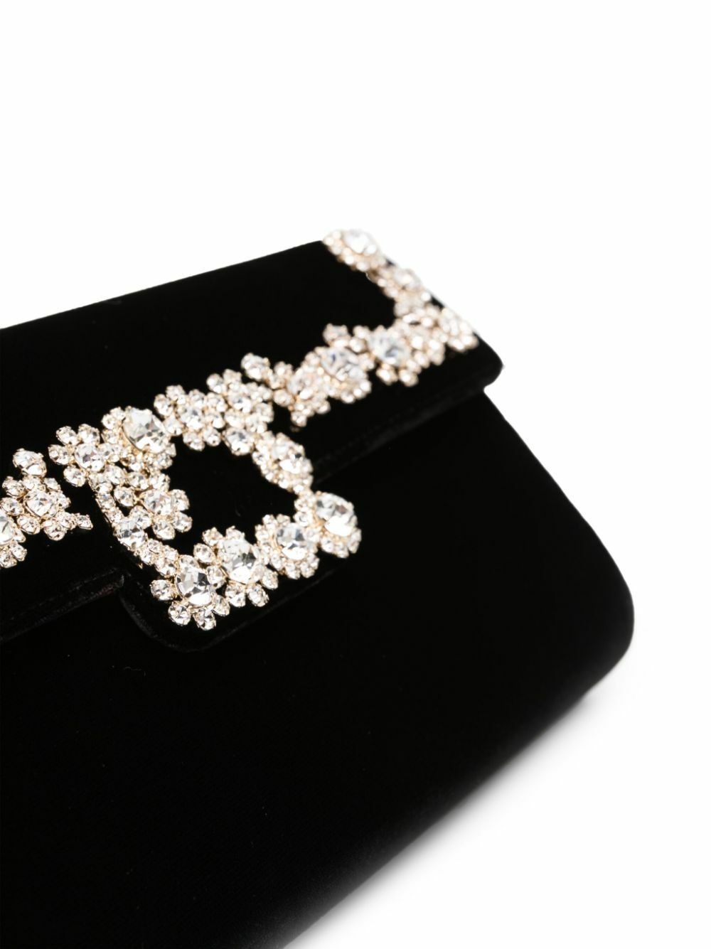 ROGER VIVIER - Crown Flower Strass Buckle Clutch Bag Roger
