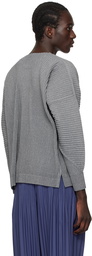 HOMME PLISSÉ ISSEY MIYAKE Gray Heather Pleats Long Sleeve T-Shirt