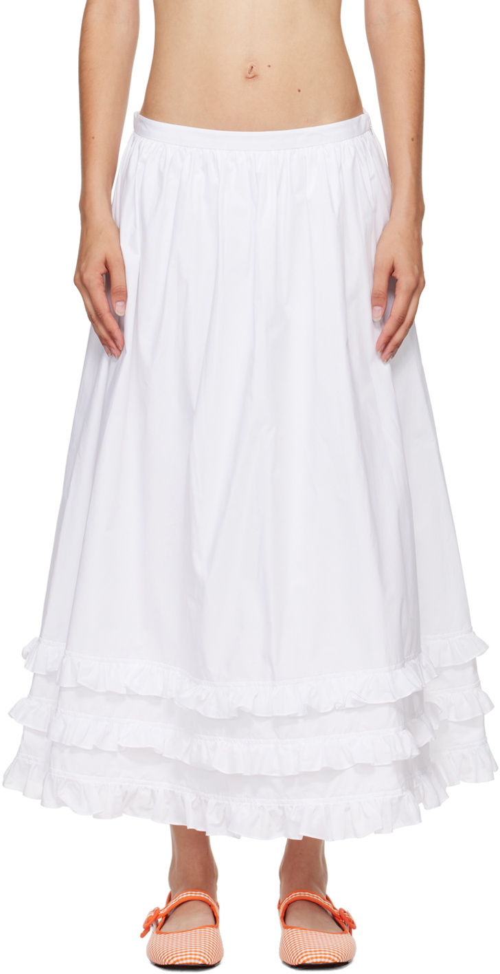 Molly Goddard White Olive Midi Skirt