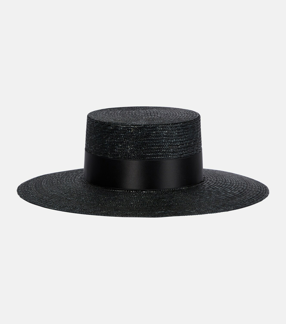 GUCCI Ribbon Straw hat hat 743443 black M