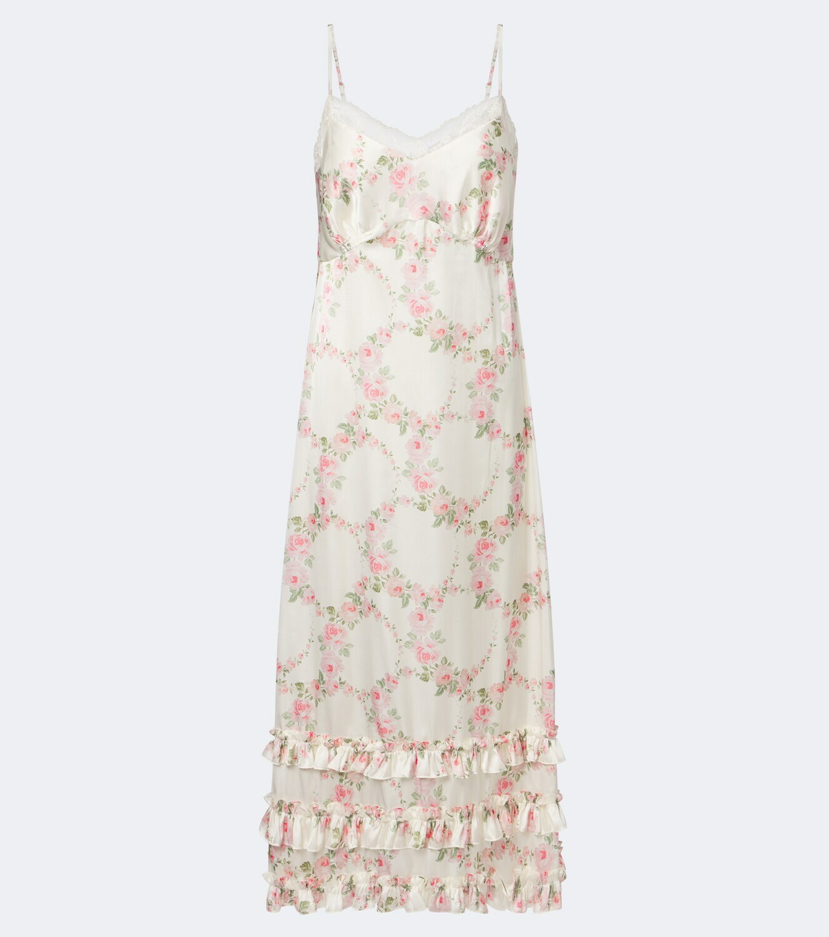 Simone Rocha Floral lace-trimmed satin slip dress
